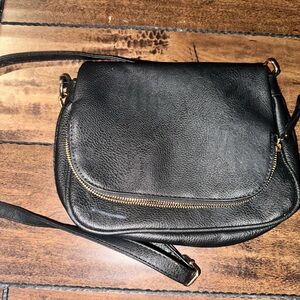 Black Faux Leather “All Night Festival” type crossbody bag